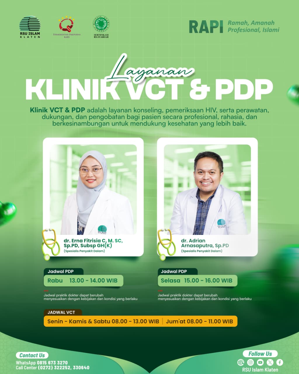 Layanan Klinik VCT & PDP RSU Islam Klaten